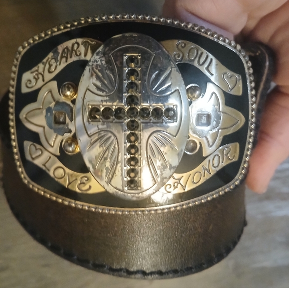 Brighton Heart Soul Love Honor Leather Belt. - Picture 6 of 15